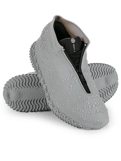 Zbyoujer Waterproof Rain Shoe Covers, Silicone Overshoes with Zipper Non-slip Galoshes for Men and Women