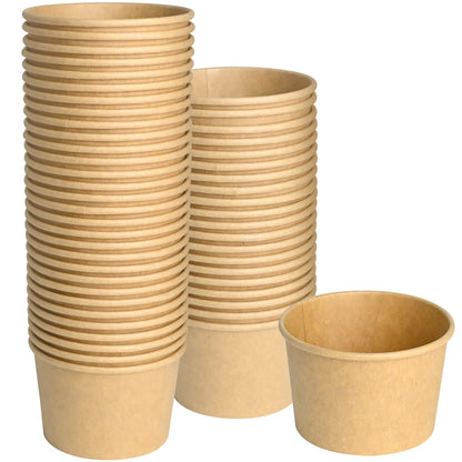 ESSENTIAL Paper Ice Cream Cups, 50 Pcs 8oz Paper Snack Bowls