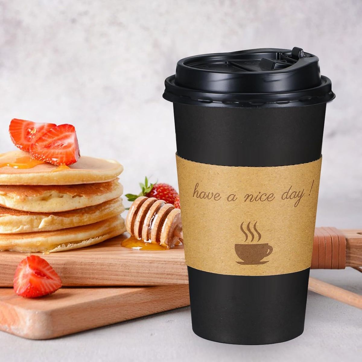 Lamosi 16 oz Coffee Cups 50 Pack, Disposable To Go Paper Cups with Lid