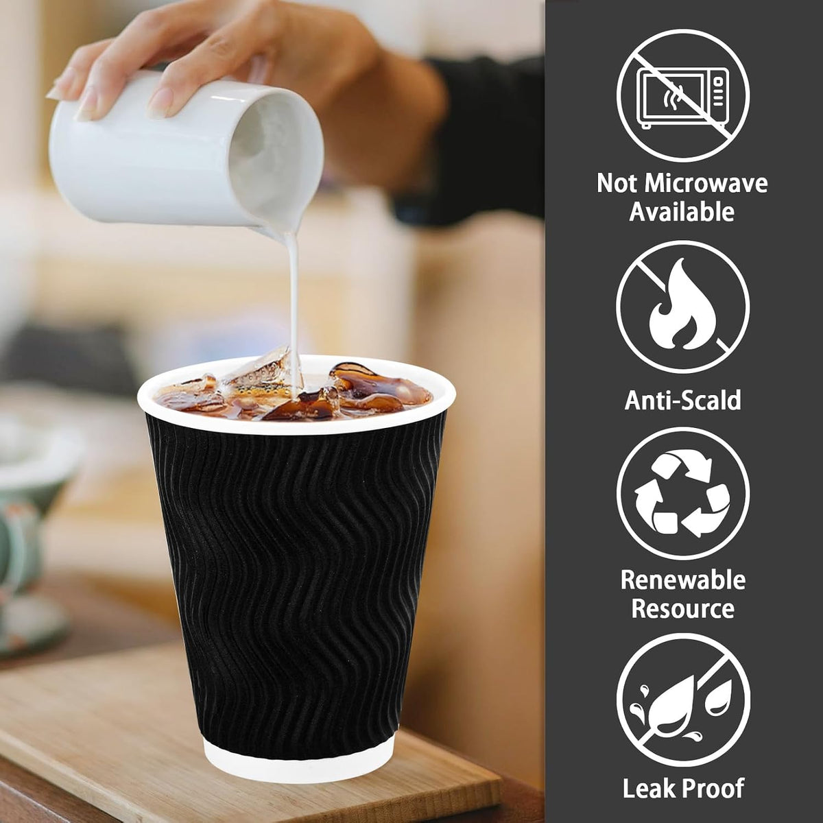 Lamosi 100 Pack Coffee Cups 12 oz, Disposable Paper Coffee Cups No Lids