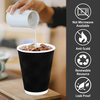 Lamosi 100 Pack Coffee Cups 12 oz, Disposable Paper Coffee Cups No Lids