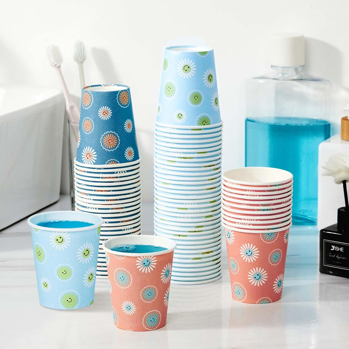 SIUQ 300 Pack 5 oz Paper Cups, Disposable Small Bathroom Mouthwash Cups