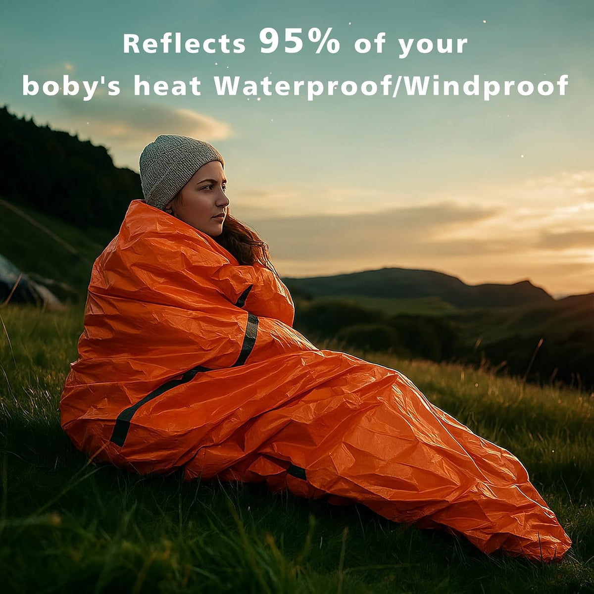Zmoon Emergency Sleeping Bag Survival Bag, Portable Waterproof Thermal Bivy Sacks,Bivvy Bags,Camping Mylar Sleeping Bag Survival Gear Emergency Blankets Survival Shelter