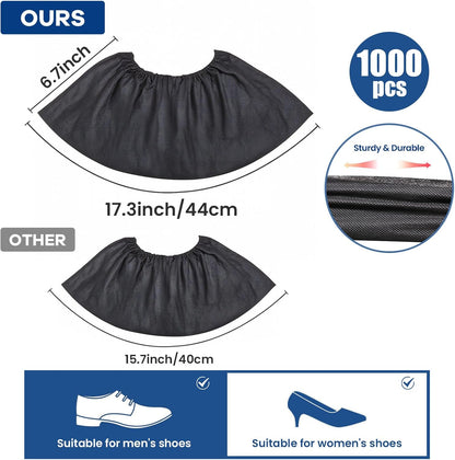 1000 Pack Disposable Shoe Covers, X-Large Non Slip Shoe Booties for Indoors, Non-Woven Boot Covers for Home Guests, Cleaning Crews, Contractors, Real Estate, Open House Floor Protection(500 Pairs)