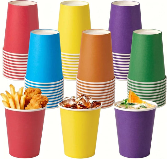 9 oz Paper Disposable Cups Rainbow Color Assortment Bulk for Party Birthday Wedding Picnic BBQ Crafts (60, Rainbow)