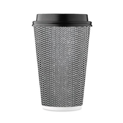 16 oz Disposable Paper Coffee Cups with Lids Insulated Double-Walled Togo