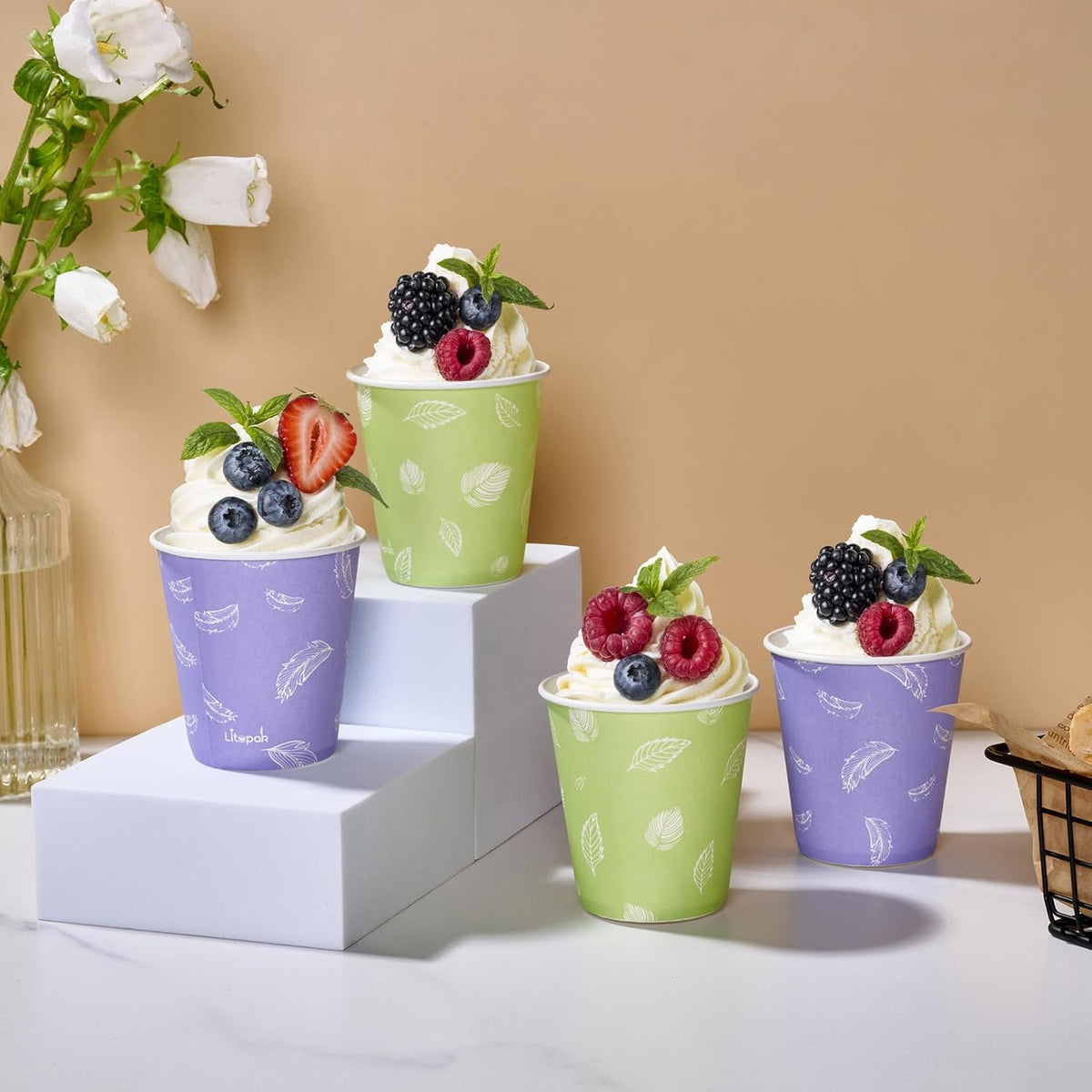 LITOPAK 1200 Pack 5 oz Paper Cups, Colorful Samll Paper Cups Disposable
