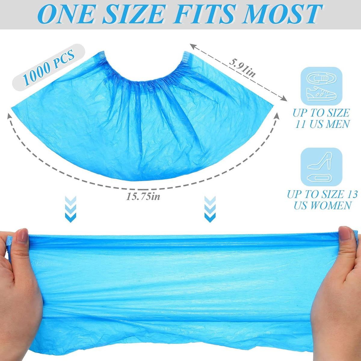 Vabean 1000 Pcs Disposable Shoe Covers Boot Cover, Blue