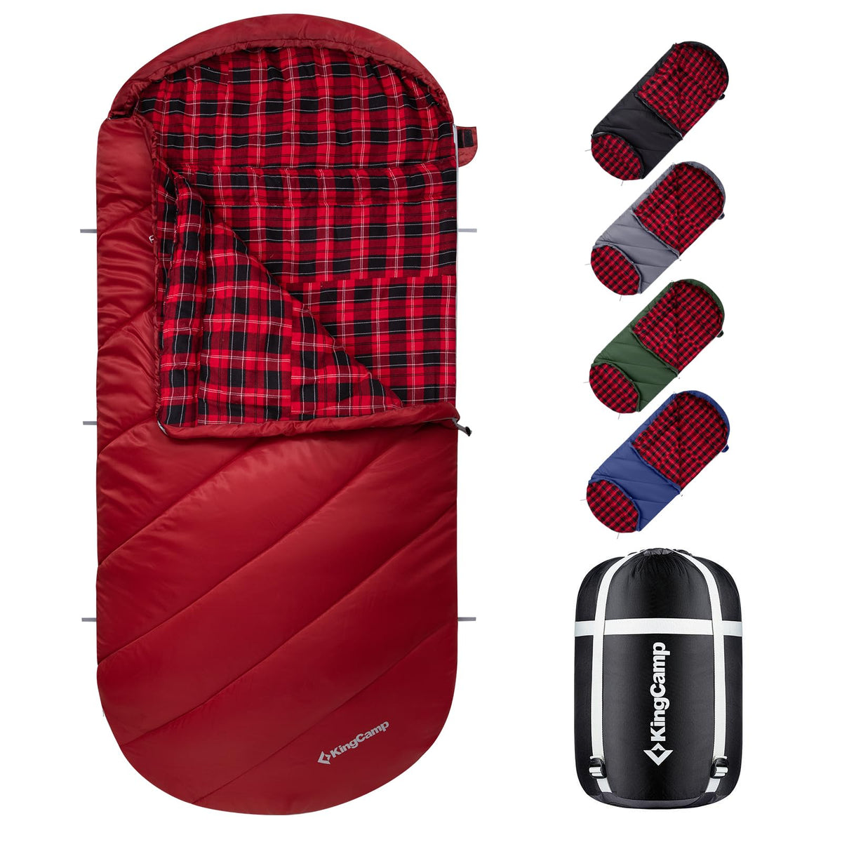 KingCamp Sleeping Bag for Adults Big & Tall 100% Flannel Sleeping Bag