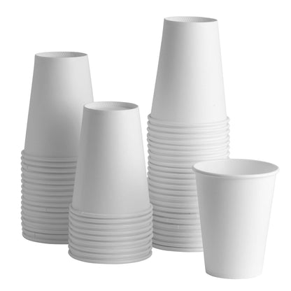 GUSTO 8 oz Disposable White Paper Cups [100 Count] Hot Coffee Cups
