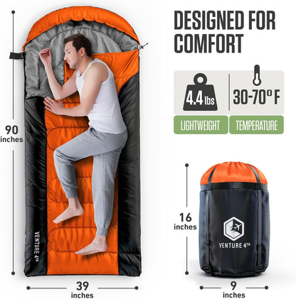 VENTURE 4TH Backpacking Sleeping Bag for Camping - Single, XXL & Double