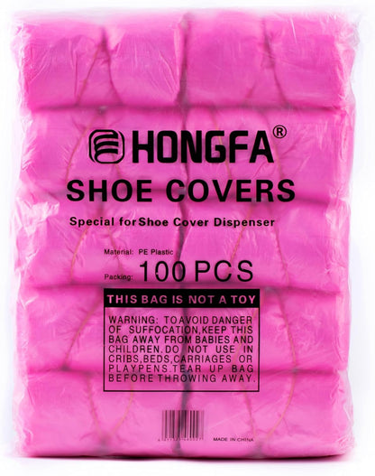 Disposable Shoe Cover Refills for Automatic Dispenser Machine - Waterproof, Non-Slip T-Buckle Plastic Booties for Indoors, Home, Construction and Carpet Protection 100 Pcs