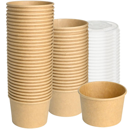 ESSENTIAL Paper Ice Cream Cups, 50 Pcs 8oz Paper Snack Bowls