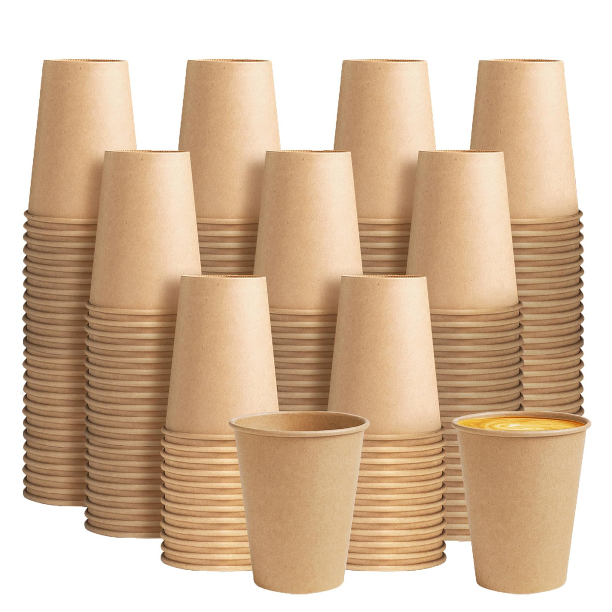 BYSNOW 300 Pack 12 oz Kraft Paper Cups, Disposable Coffee Hot Water Cups