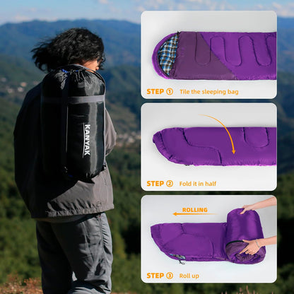 Camping Sleeping Bag for Adults Kids Teens,Waterproof Lightweight