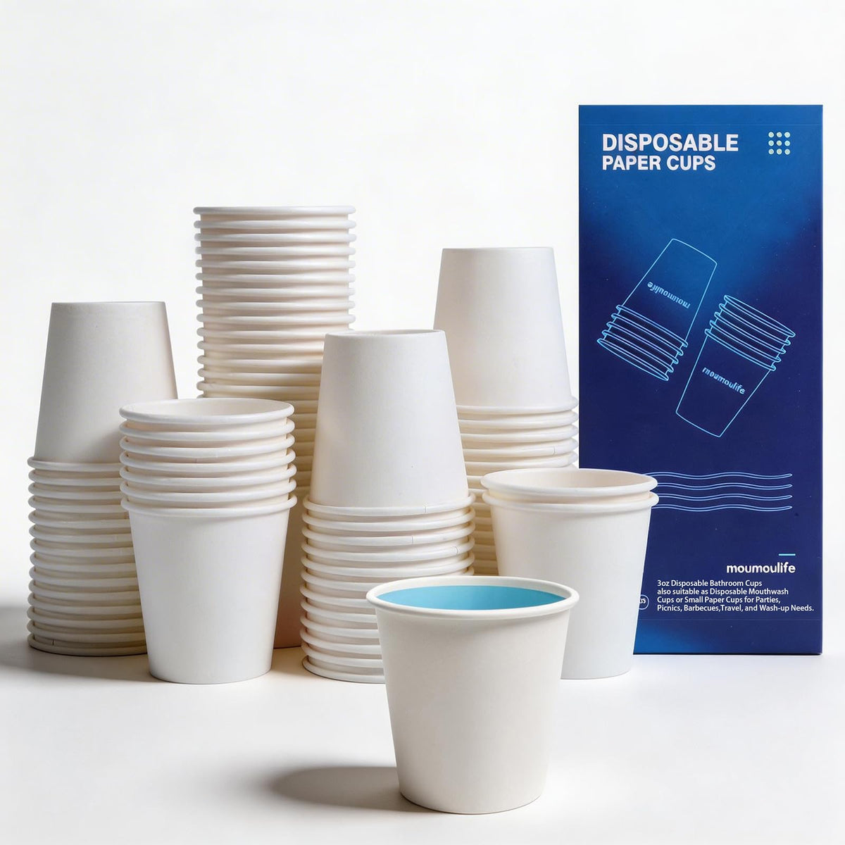 MOUMOULIFE Disposable Paper Coffee Cups 12 oz 300 Count Hot Paper Cups
