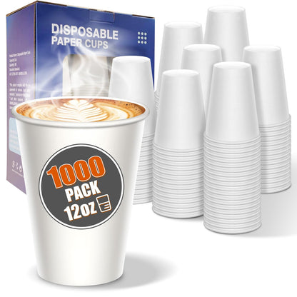 MOUMOULIFE Disposable Paper Coffee Cups 12 oz 300 Count Hot Paper Cups