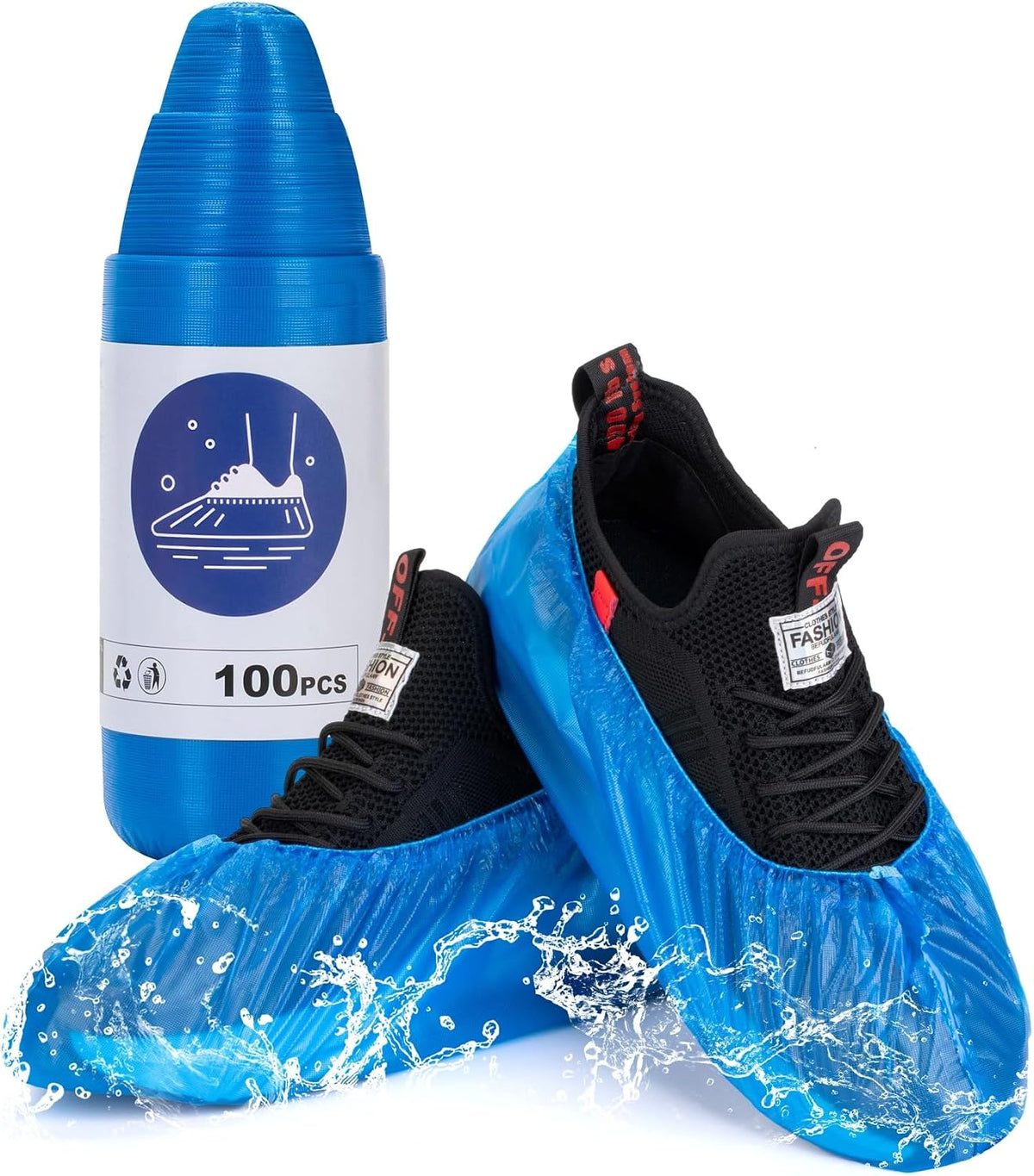 200 Pack (100Pairs) Shoe Covers Disposable Non-Slip, Waterproof CPE Boot Booties on Roll for Easy Storage, Hygienic Foot Covers for Indoor Cleaning Service, Contractors, Workplace Use, Fits Most