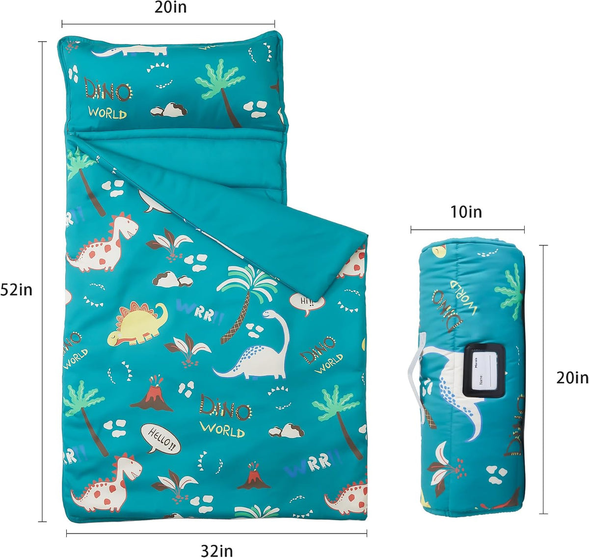 MORAIS Toddler Nap Mat with Pillow and Blanket, 52" x 20" Lightweight and Soft Nap Mat for Preschool, Daycare, Travel Sleeping Bags
