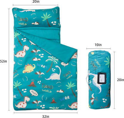 MORAIS Toddler Nap Mat with Pillow and Blanket, 52" x 20" Lightweight and Soft Nap Mat for Preschool, Daycare, Travel Sleeping Bags