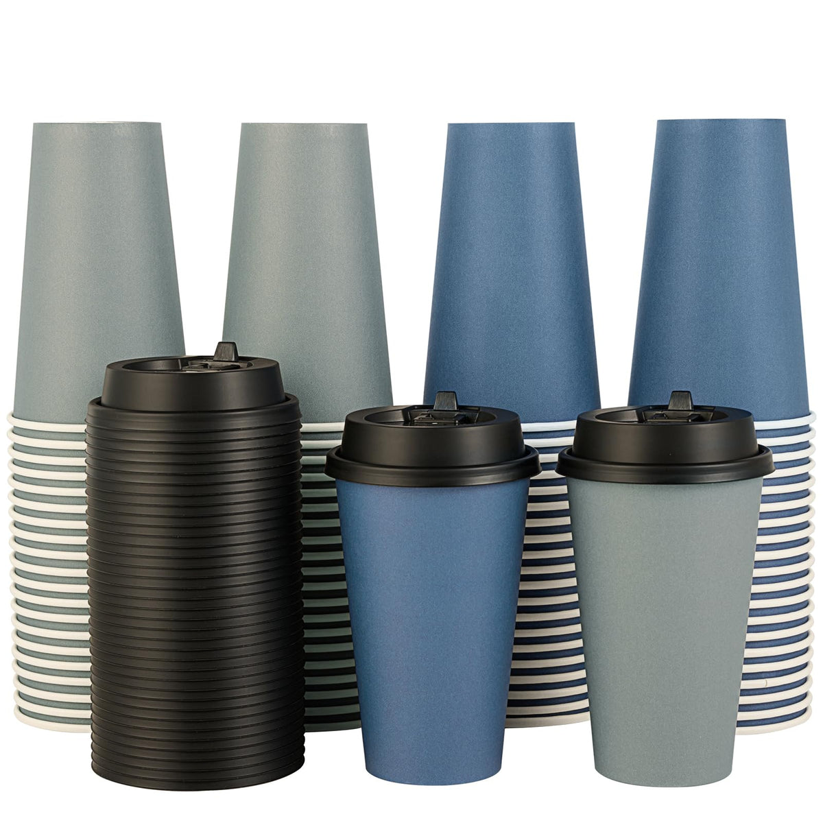 LITOPAK 100 Pack 12 oz Disposable Paper Coffee Cups with Lids