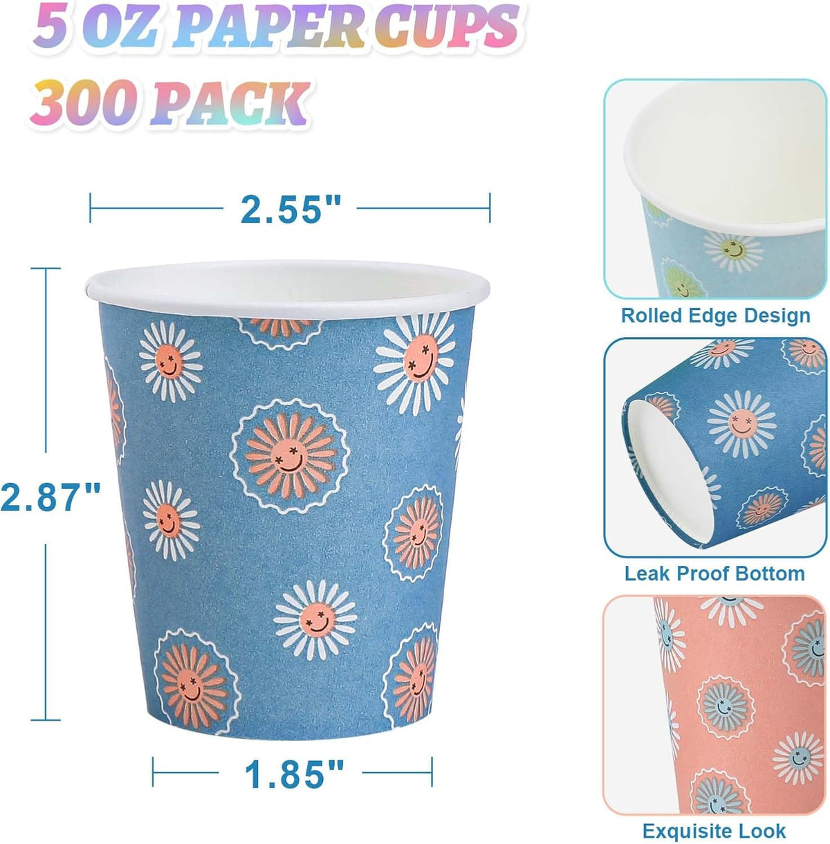 SIUQ 300 Pack 5 oz Paper Cups, Disposable Small Bathroom Mouthwash Cups