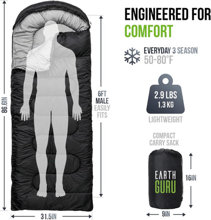 Sleeping Bags for Adults Cold Weather & Warm - Backpacking Camping Sleeping Bag for Kids 10-12, Girls, Boys - Lightweight Compact Camping Essentials Gear Accessories Hiking Sleep Must Haves