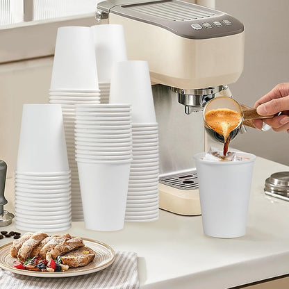 Clawsoff 300 Count 12 oz Paper Coffee Cups Disposable White Hot Coffee Cups