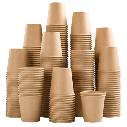 SIUQ 400 Pack 8 oz Kraft Paper Cups, Unbleached Disposable Coffee Cups
