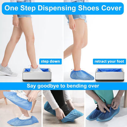 Automatic Shoe Covers Dispenser with 200pcs Disposable Shoe Covers, Silver