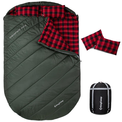 KingCamp Double Sleeping Bag for Adults, Queen Size 2 Person Sleeping Bag