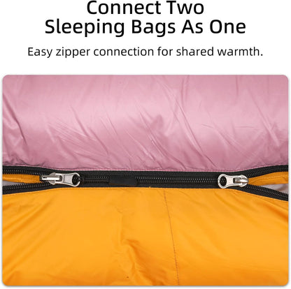 Down Sleeping Bag with Pillow for Adults and Teens