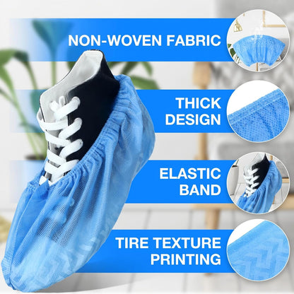 600 Packs Disposable Boot Shoe Covers Non Slip, Blue