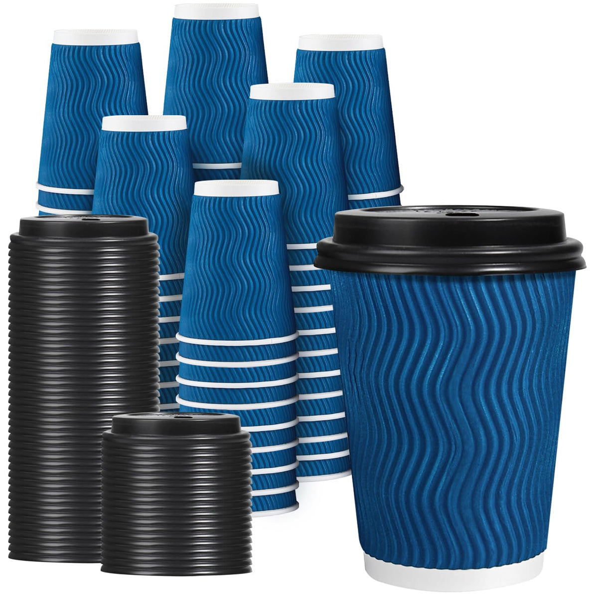 Lamosi Coffee Cups with Lids 12 oz 50 Pack, Disposable To Go Cups with Lid
