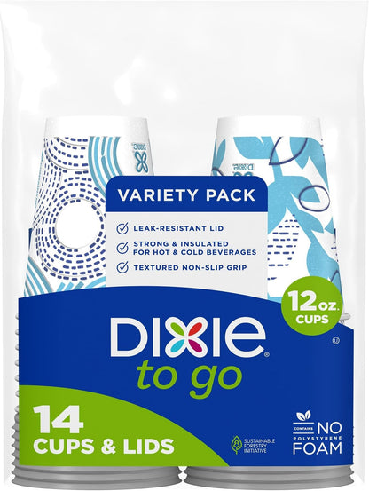 Dixie To Go Disposable Coffee Cups With Lids, 12 oz Paper Cups, 156 Ct