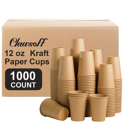 Clawsoff 180 Pack 12 oz Coffee Cups Brown Kraft Disposable Hot Paper Cups