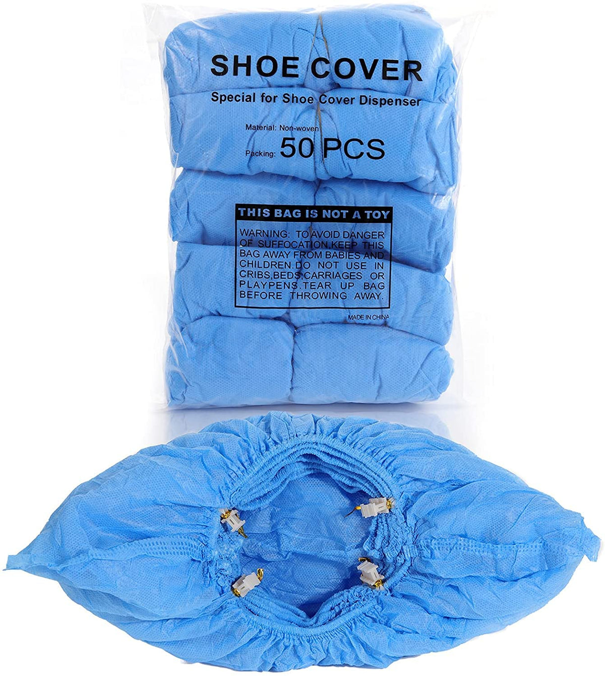 Disposable Shoe Cover Refills for Automatic Dispenser Machine - Waterproof, Non-Slip T-Buckle Plastic Booties for Indoors, Home, Construction and Carpet Protection 100 Pcs