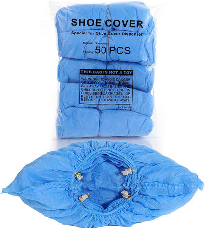 Disposable Shoe Cover Refills for Automatic Dispenser Machine - Waterproof, Non-Slip T-Buckle Plastic Booties for Indoors, Home, Construction and Carpet Protection 100 Pcs