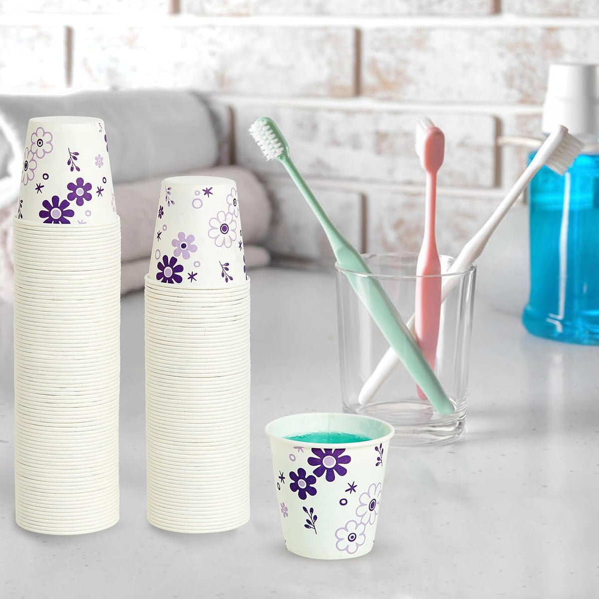 JOLLY PARTY 600 Pack 3oz Disposable Bathroom Cups, Paper Mouthwash Cups