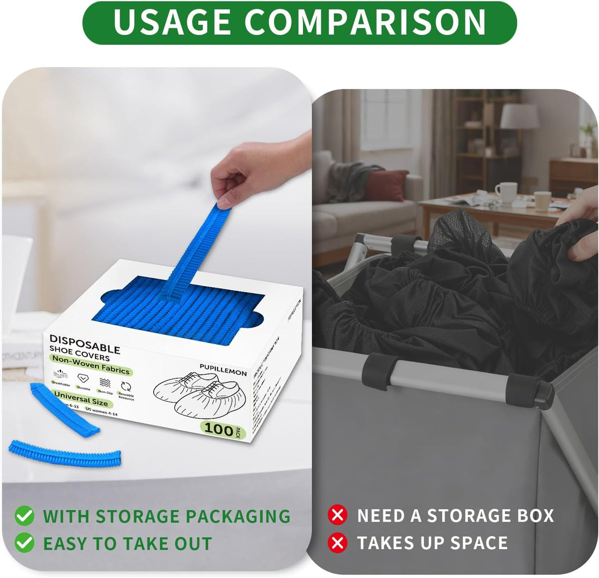 50/100/200 Pack Non-Woven Shoe Covers Disposable for Indoors