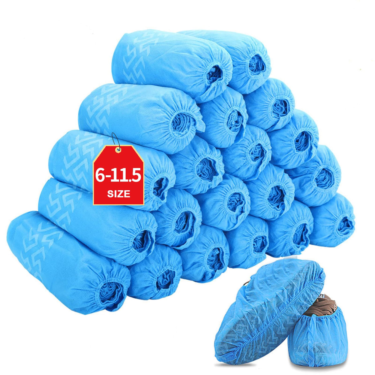 X-Large Shoe Covers Disposable 200 Pack (100 Pairs) Fit Shoe Sizes to Men's 13