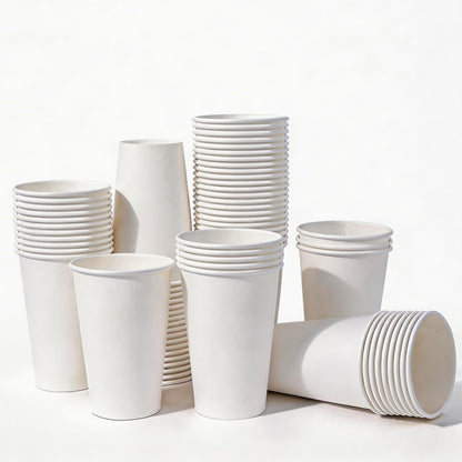 MOUMOULIFE Disposable Paper Coffee Cups 12 oz 300 Count Hot Paper Cups