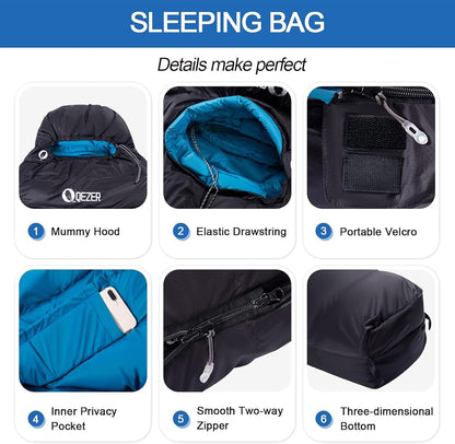 Down Mummy Sleeping Bag for Adults, 600 Fill Power Backpacking