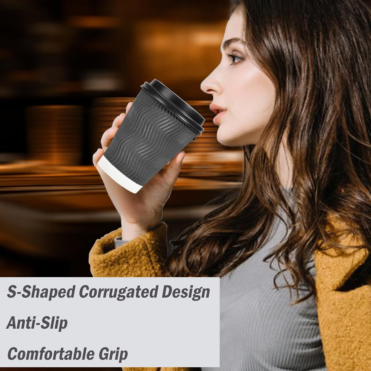 Lamosi 50 Pack 12 oz Insulated Disposable Coffee Cups With Lids