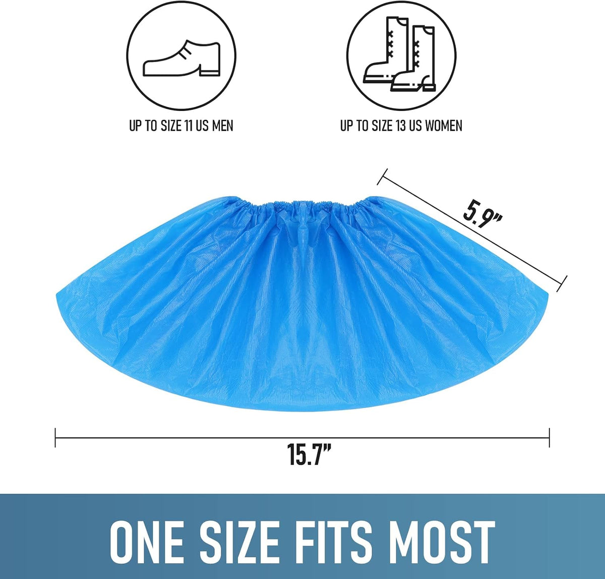 Buself Shoe Covers Disposable Non Slip for Indoors Pack of 200 (100 pairs) Recyclable Shoe Booties Waterproof Shoe & Boot Covers Durable Shoe Protectors Covers One Size Fits Most Blue