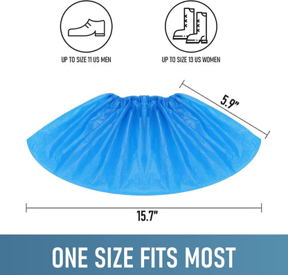 Buself Shoe Covers Disposable Non Slip for Indoors Pack of 200 (100 pairs) Recyclable Shoe Booties Waterproof Shoe & Boot Covers Durable Shoe Protectors Covers One Size Fits Most Blue