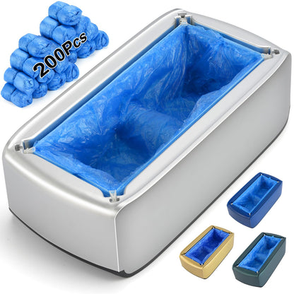 LYSHIYI Shoe Cover Dispenser with 200pcs Disposable Shoe Covers, Automatic Shoe Cover Machine Fits shoes up to Men's size 12, Suitable for Home, Factory, Hospital (Silver)