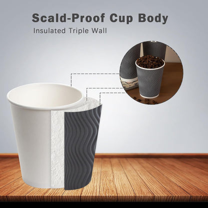 Clawsoff 120 Pack 12 oz Coffee Cups Disposable Insulated Paper Cup Gray