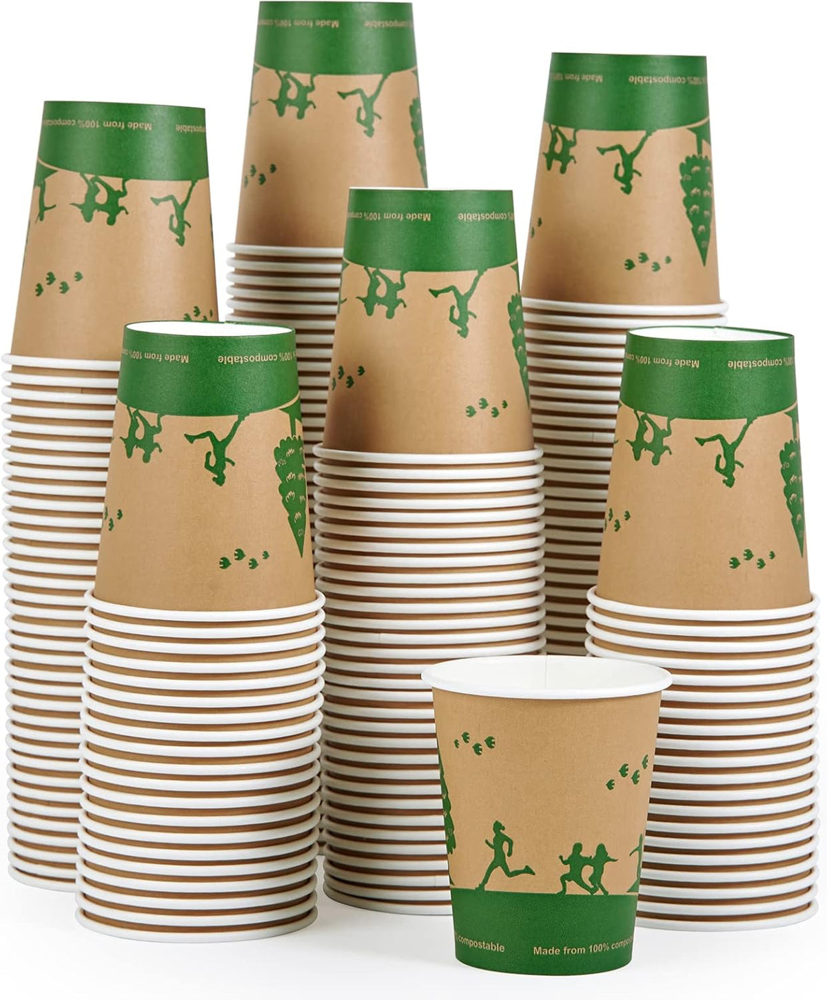 ECOLipak 8 oz Compostable Paper Coffee Cups with PLA Lined, 300 Count