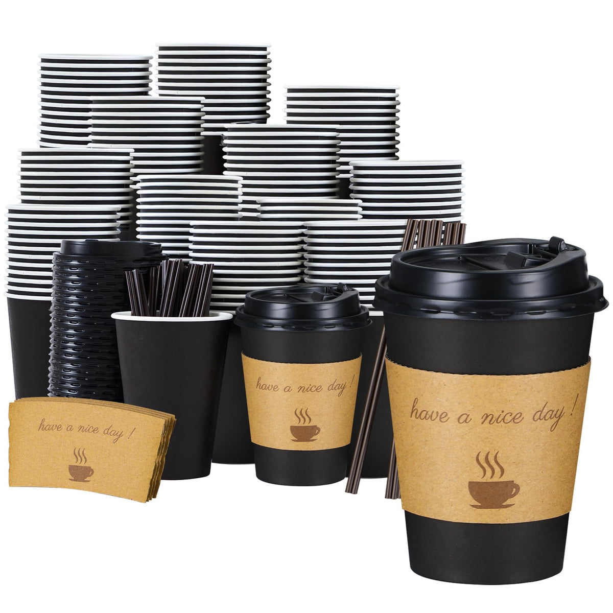 Lamosi 16 oz Coffee Cups 50 Pack, Disposable To Go Paper Cups with Lid